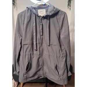 Ashley Sunrise Collection Gray Hooded Windbreaker Jacket Small